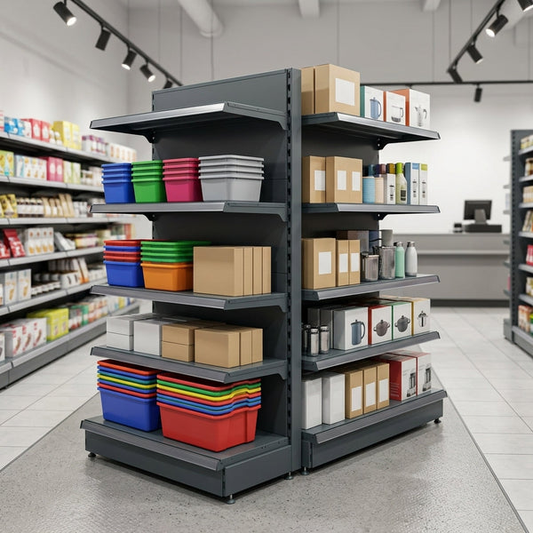 1.8m Double-Sided Gondola Bay | 370mm Base Shelf | Adjustable Uppers