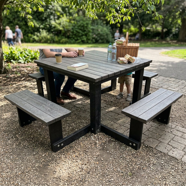 2.1m Square Recycled Plastic Picnic Table 8-Seater