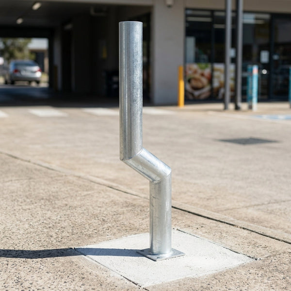 1100mm Cranked Bollard, galvanised steel, 101mm diameter