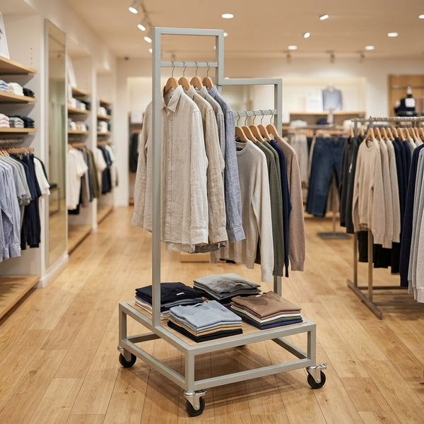650mm Square Split-Level Clothes Rail Display Stand 1600mm