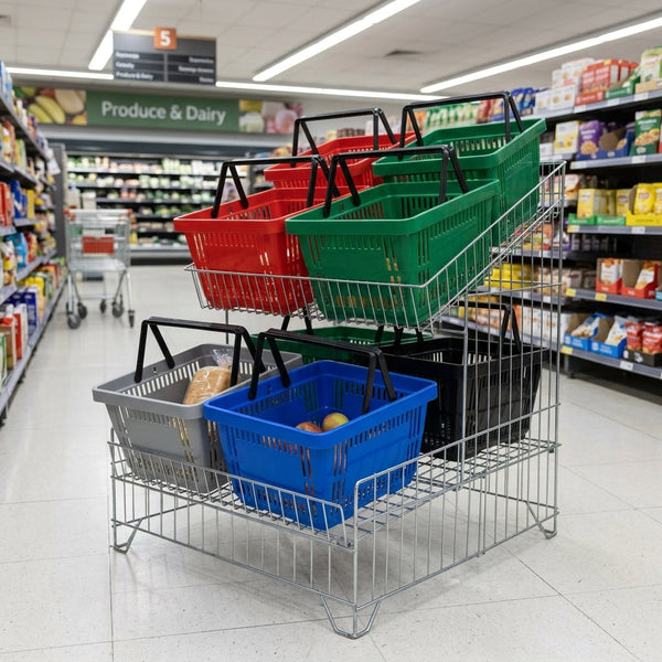 22L or 25L supermarket shopping basket, injection-moulded