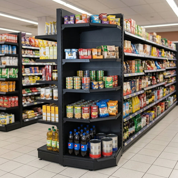 1.6m Corner Shelving Bay with 300mm Base & 250mm Upper Shelves