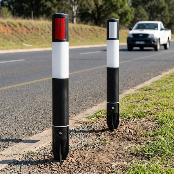 Flexible verge marker post with reflectors
