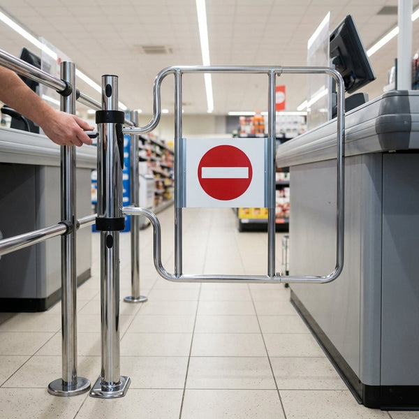 Automatic swing gate with push-button control for entrance access