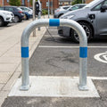 60mm steel EV charging point protection guard, galvanised