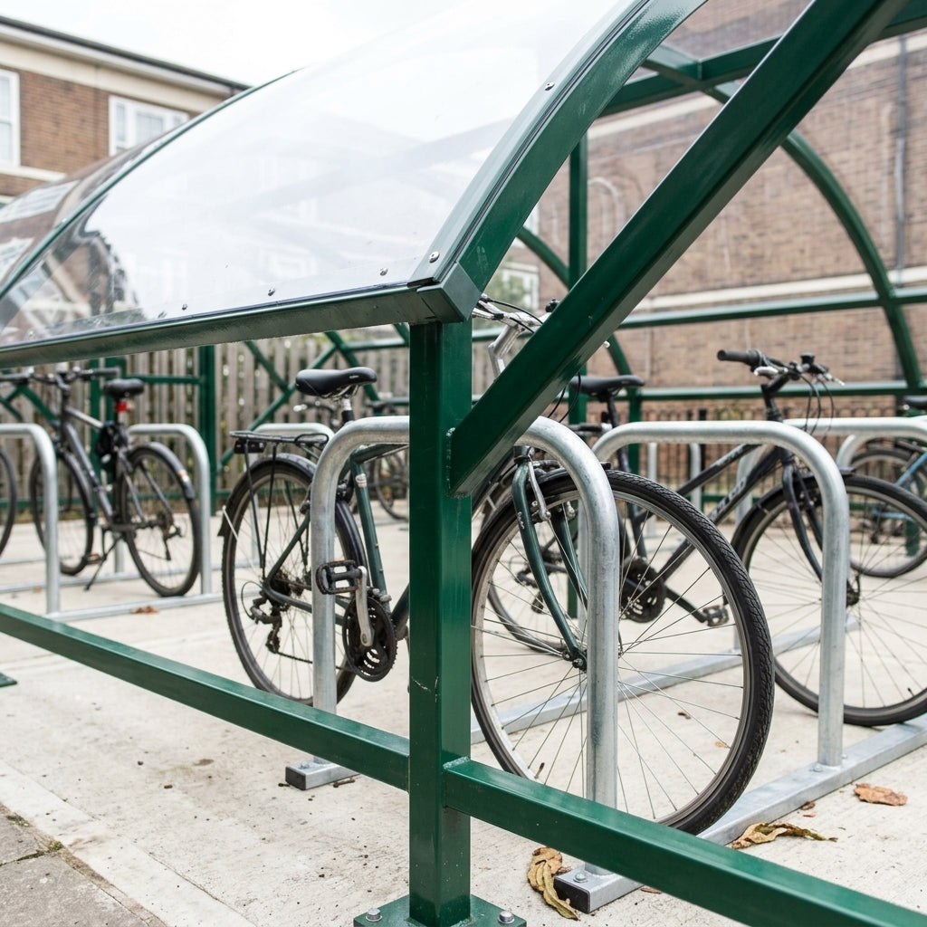 40-cycle bike shelter 60mm steel frame with UV2 sheeting (view 2)