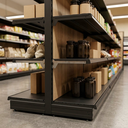 1.4m Wood Effect End Bay Shelving 370mm Base 500–1000mm Width (view 2)
