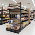 2.4m Wood Effect Double-Sided Gondola Bay, 300mm Base Shelf