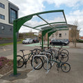 10-cycle shelter with steel framework and UV-protected roof