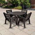 Recycled plastic table and chair set, black or brown