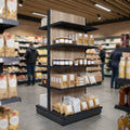 2.1m Double-Sided Gondola Shelving Bay, Wood Effect, 570mm Base