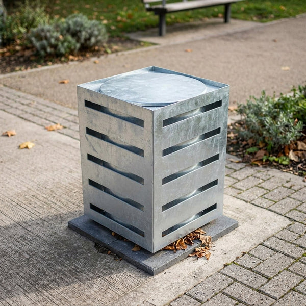 600mm Litter Bin, 45–90L, Galvanised or Stainless Steel