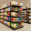 2.1m High Wood Effect Gondola Shelving Bay, 300mm Base Shelf