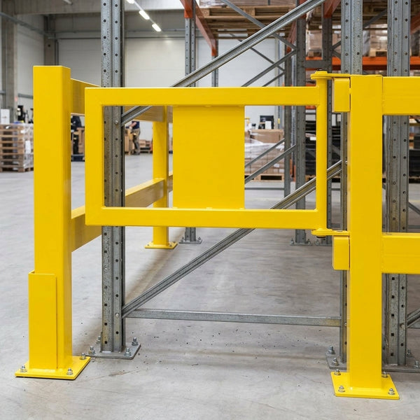 835 × 475mm railing system gate, steel, powder-coated yellow