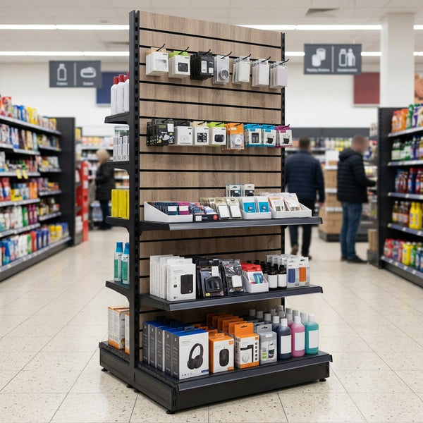 1.8m Wood Effect Gondola Display Bay | 370mm Base Shelf