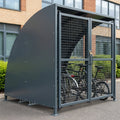 Gated cycle shelter, galvanised steel, 2–5m length, 2–12 capacity