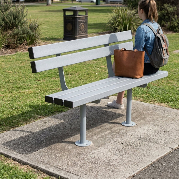 1200mm Outdoor Mild Steel Bench Seat with Back