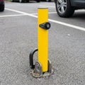 63mm fold down lockable parking post 620mm high yellow