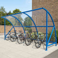 12-space cycle shelter, steel frame, UV2 PetG roof