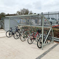 10-space cycle shelter with steel frame and UV2 PetG roof