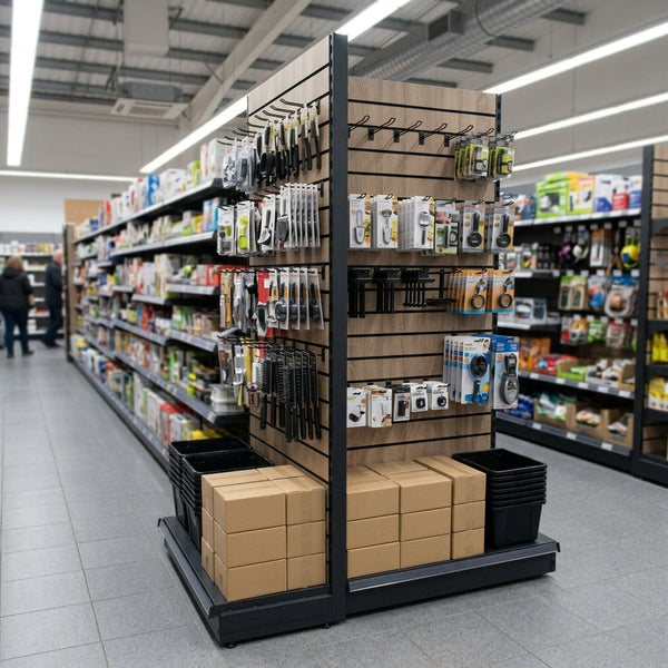 1.4m Wood Effect End Bay Display – 570mm Base Shelf