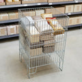 Zinc plated wire dump bin, adjustable base, heavy-duty retail