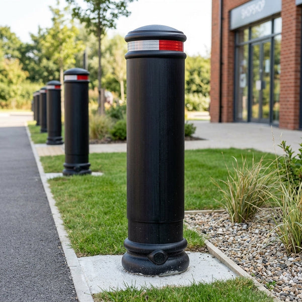 Recycled polyethylene bollard for grass and landscaped perimeter protection