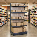 1.4m High Wood Effect Wall Bay Shelving – 470mm Base, Adjustable Uppers