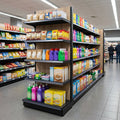 2.4m High Double-Sided Wood Effect Gondola Shelving Bay