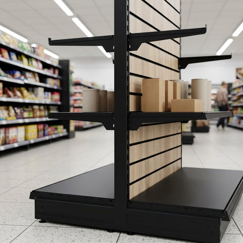 1.4m Wood Effect Double-Sided Gondola Display Bay 500–1000mm (view 2)