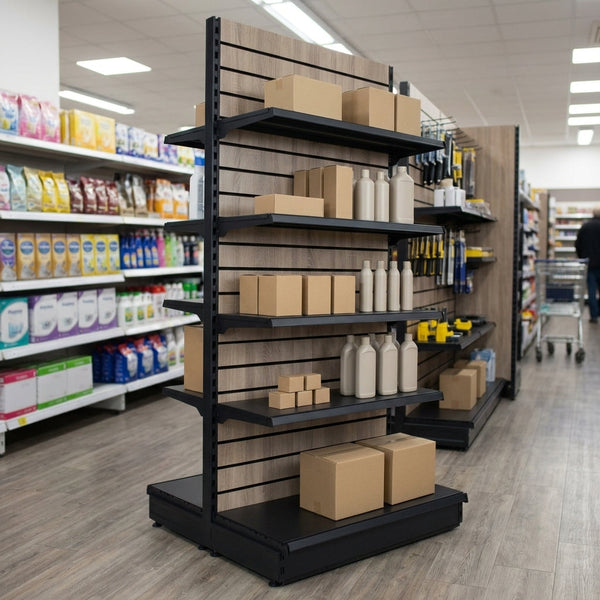 2.1m Wood Effect Gondola Display Bay | 470mm Base Shelf