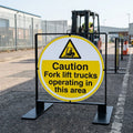 450mm floor sign – forklift trucks caution warning