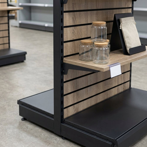 1.8m Wood Effect End Bay Display – 570mm Base Shelf (view 2)