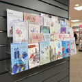 4-tier slatwall acrylic card shelf – clear display