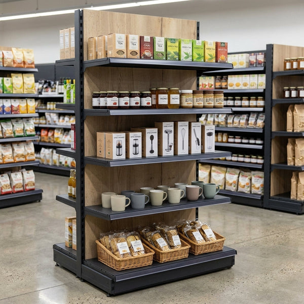 2.4m High Single-Sided Wall Bay Shelving, Wood Effect