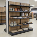 1.8m High Wood Effect Wall Bay Shelving – 300mm Base, Adjustable Uppers
